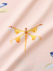 Toddler underwear with a pink base and a yellow dragonfly print.