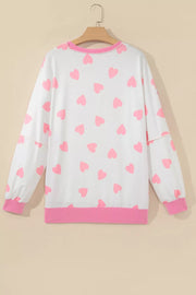 Heart Pattern Colorblock Side Slit Top in Pink, close-up detail