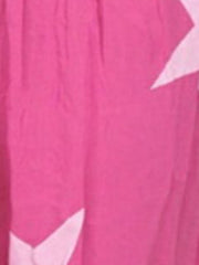 Hot Pink Star Print Gathered Waist Harem Trousers