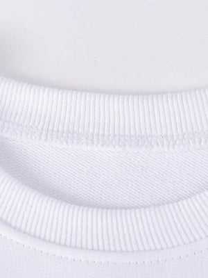 Children's Bunny Graphic Sweatshirt And Leggings Set in White, close-up detail