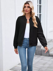 Textured Zip Up Jacket in Khaki Color