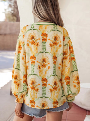 Button-down V-neck Top in Yellow, side view