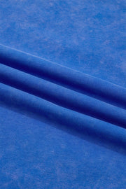 Blue cotton t-shirt with a washed effect and ribbed texture detail.