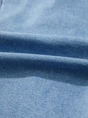 Light wash denim vest with textured fabric detail
