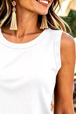 Star Detail Ribbed Tank, fabric detail