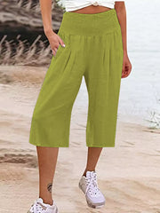 Effortless Smocked Wide-leg Capri Pants