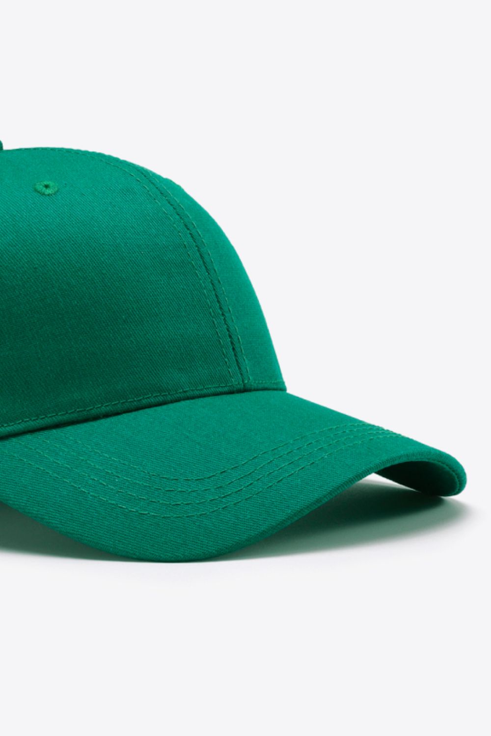 Dark Green Cotton Twill Baseball Cap with stitched brim detail