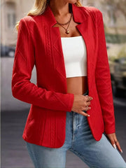 Textured Open Front Blazer in White, editorial view