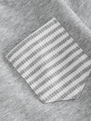 Children's grey cotton sweatshirt with a striped pocket detail.