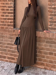 Mock Neck Long Sleeve Midi Dress, close-up detail