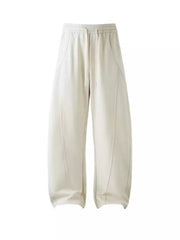 Men's apricot wide-leg pants with drawstring and seam details