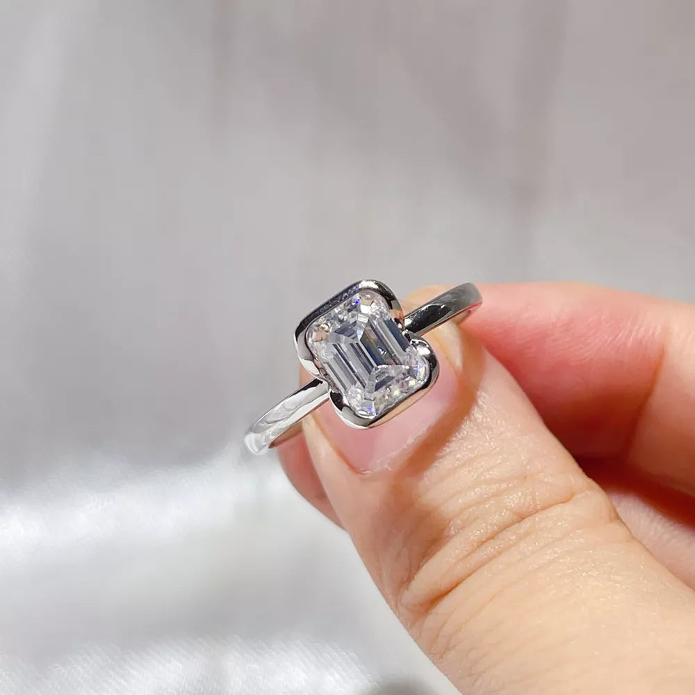 0.3 Carat Moissanite Solitaire Ring In Sterling Silver, front view