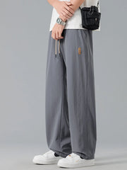 Men's Plus Size Loose Fit Drawstring Casual Pants in Grey, back view