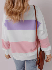 Colorblock Patchwork Drop Shoulder Sweatshirt in Multicolor, side view
