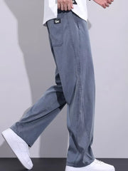 Men's blue relaxed fit sweatpants with drawstring and pocket detail