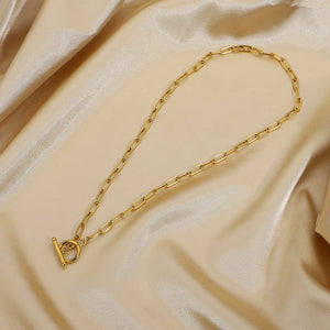 Gold-tone 18k gold-plated chain necklace with toggle clasp