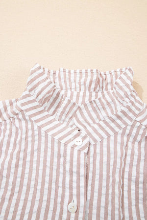 Stripe Frilled Collar Half Sleeve Shirt Dress, editorial view