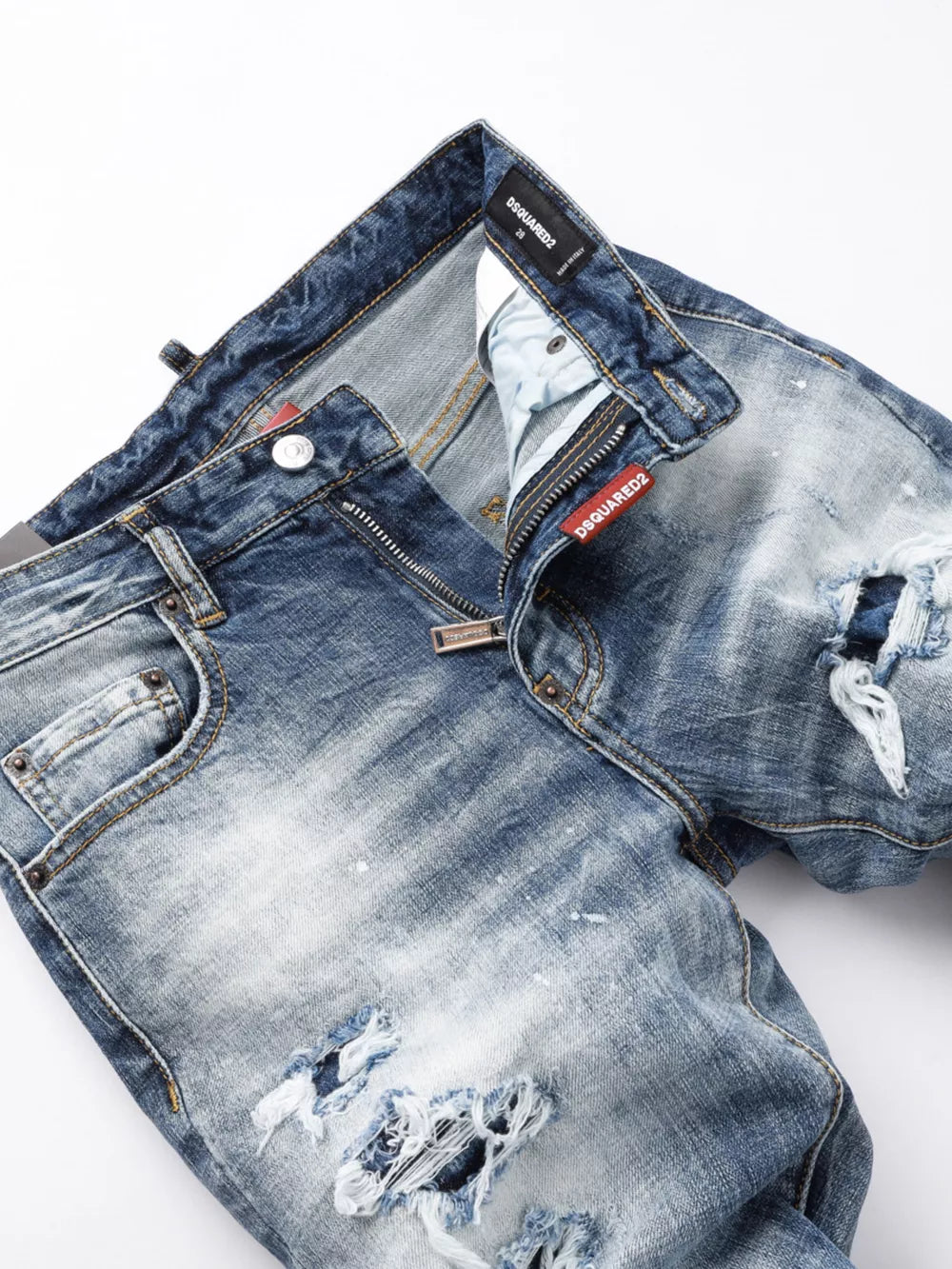 Men S Distressed Slim Fit Jeans in Medium, model styling view