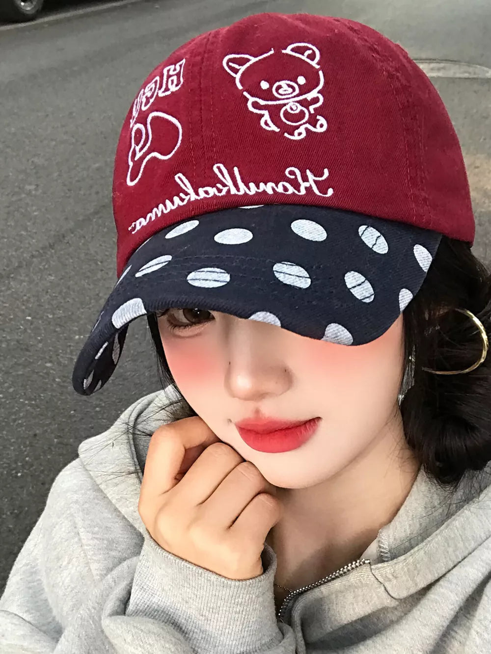 Charming Embroidered Baseball Cap With Bear Design