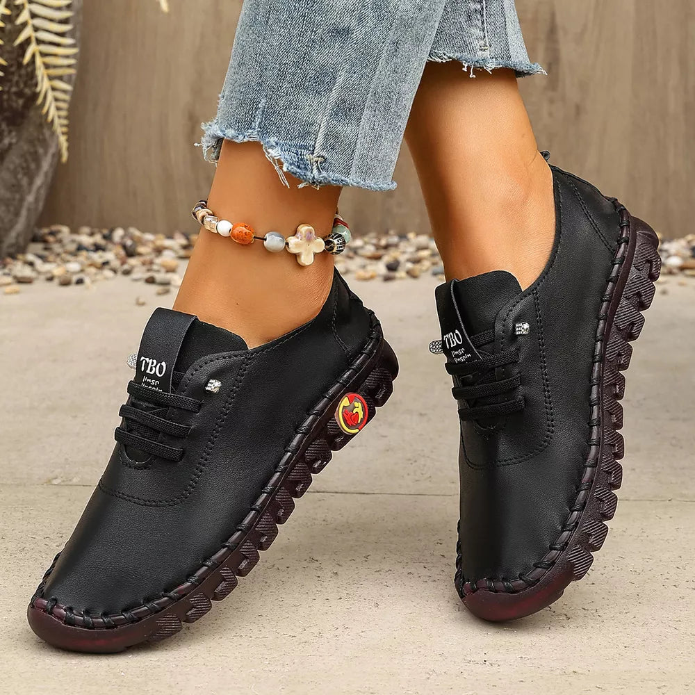 Round Toe Lace Up Sneakers in Grey, side view