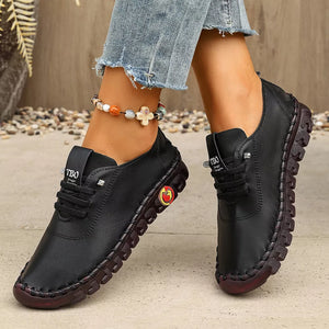 Round Toe Lace Up Sneakers in Grey, side view
