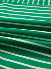Relaxed-fit green and white striped cotton t-shirt with crew neck