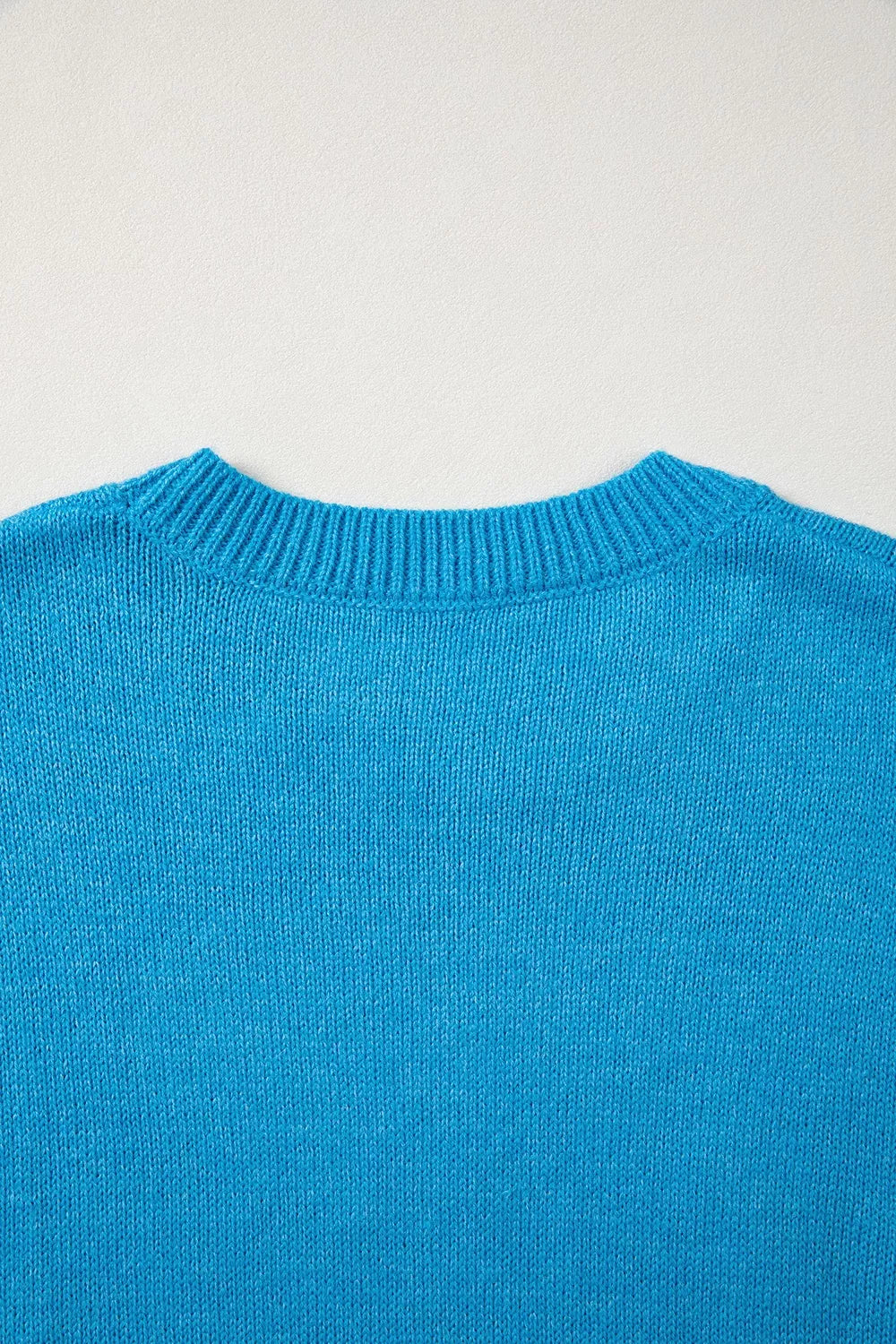 Western Embroidery Drop Shoulder Sweater in Sky Blue, product detail