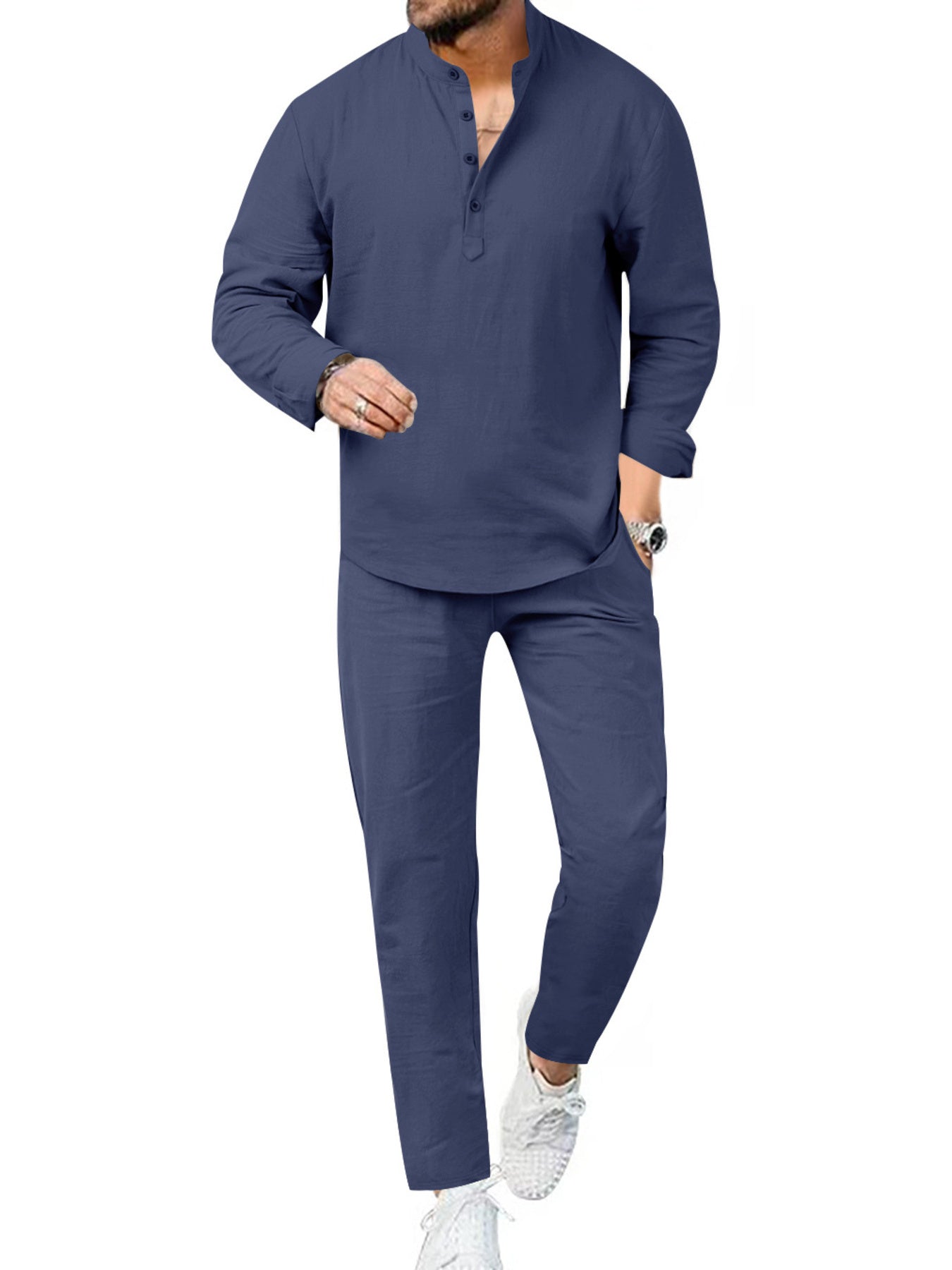 Casual Olive Two-piece Men's Set