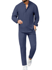 Casual Olive Two-piece Men's Set