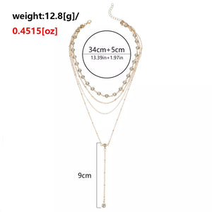 Multi-layered Rhinestone 18k Gold-plated Choker Necklace in Gold, fabric detail