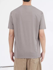 Men's gray crew neck t-shirt, short sleeves, cotton, breathable.