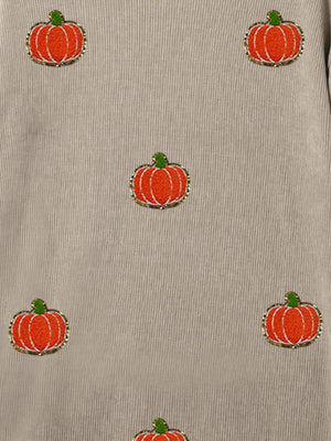 Dust Storm corduroy sweatshirt with embroidered pumpkins.