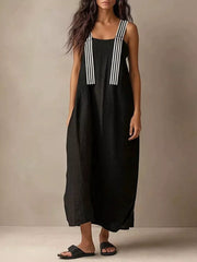 Elegant Striped Strap Midi Dress