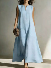 Notched Neck Sleeveless Maxi Dress