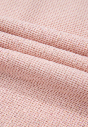 Blush pink waffle knit fabric detail