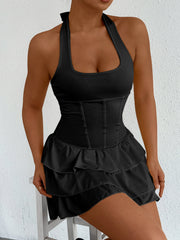 Chic Tiered Ruffle Halter Dress