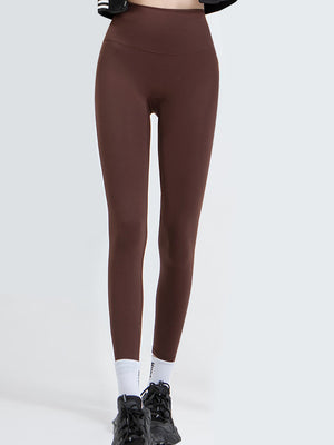 FlexFit leggings in chocolate with a wide waistband and 7/8 length.