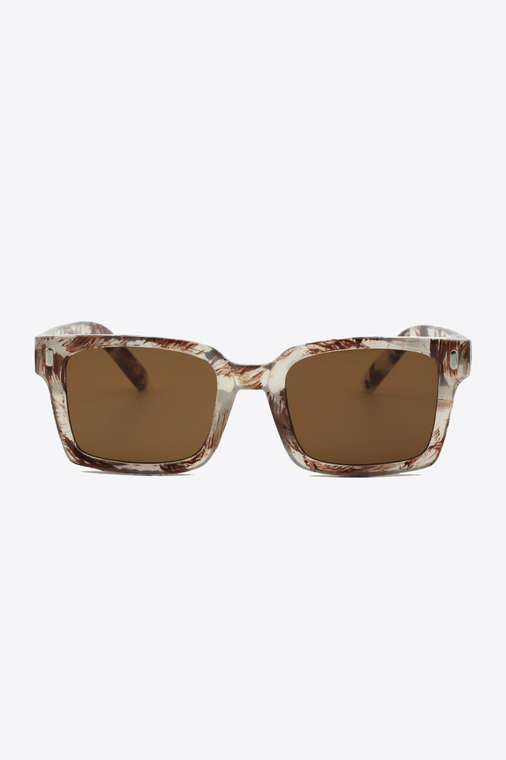 Marble effect rectangular sunglasses in chestnut with brown lenses.