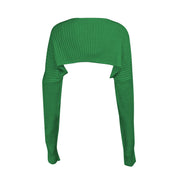 Army green ribbed knit shrug with extended sleeves