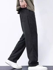Relaxed fit black cargo pants with a casual, comfortable style.