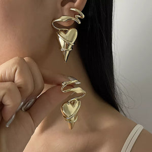 Gold twisted heart wire earrings with luxe finish, 18k gold detail