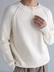Men's Plus Size Ribbed Raglan Sleeve Knit Top in Black, side view