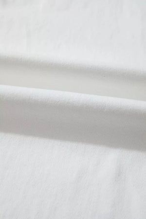 White denim casual wide-leg jeans showing fabric texture