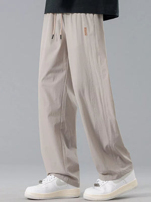 Men's Plus Size Loose Fit Drawstring Casual Pants in Grey, side view