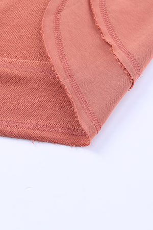 Salmon sweatshirt with asymmetric hemline detail and raw edge finish
