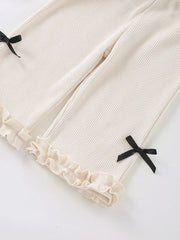Children's Bow Waffle Knit Top And Pants Set, front view