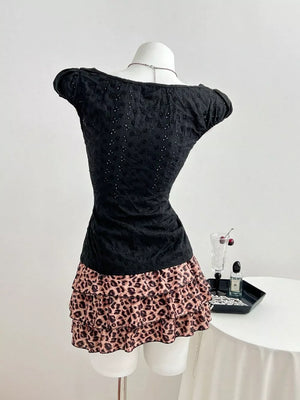 Lace V-neck Cap Sleeve Blouse, close-up detail