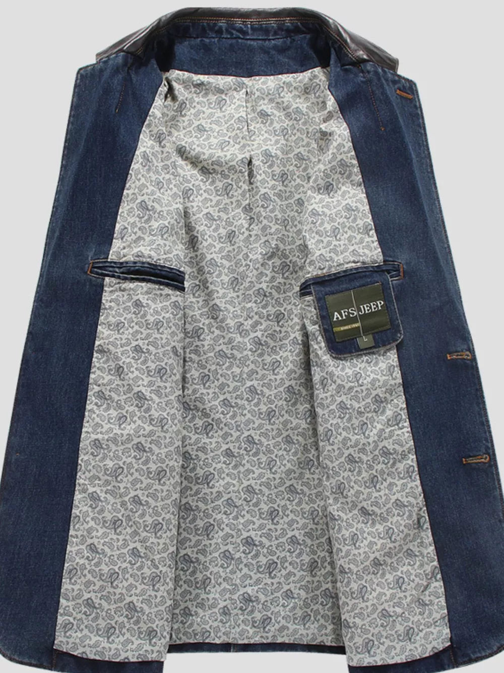 Men's Plus Size Denim Blazer in Denim Blue, side view