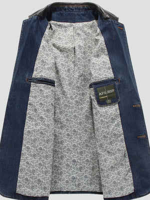 Men's Plus Size Denim Blazer in Denim Blue, side view