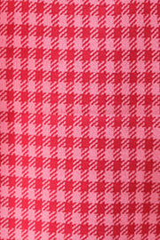 Houndstooth knit halter tank top in hot pink and deep red acrylic.